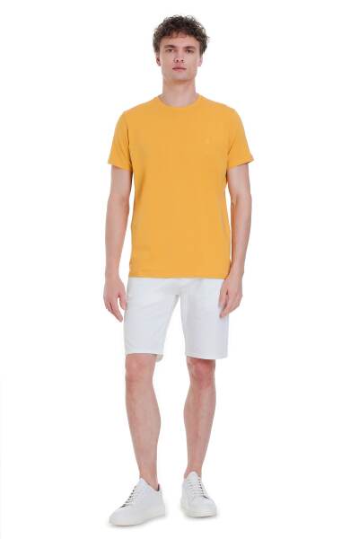 Sarı Regular Fit Bisiklet Yaka Pamuklu Tişört - 2