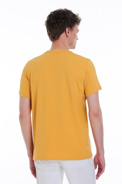 Sarı Regular Fit Bisiklet Yaka Pamuklu Tişört - 5