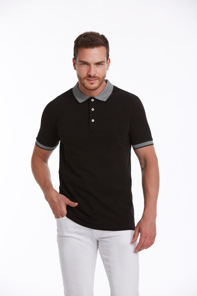 Siyah Regular Fit 100% Pamuk Polo Yaka Tişört - 2