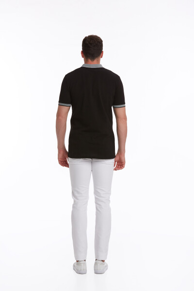 Siyah Regular Fit 100% Pamuk Polo Yaka Tişört - 6