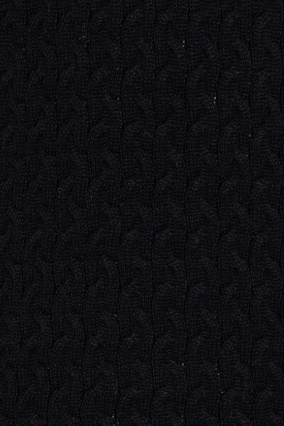 Siyah Regular Fit Desenli Pamuklu Balıkçı Yaka Triko Kazak - 3