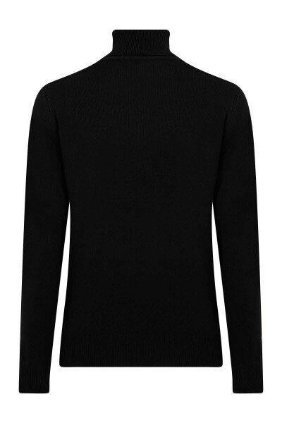 Siyah Regular Fit Düz Balıkçı Yaka Triko Kazak - 7