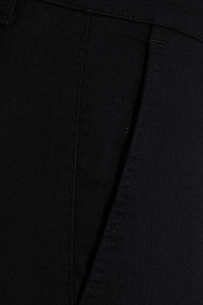 Siyah Dinamik Fit Pamuklu Yandan Cep Kanvas Pantolon - 3