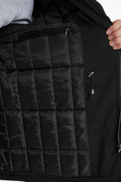 Siyah Boeno Kapüşonlu Hakim Yaka Kaban - 9