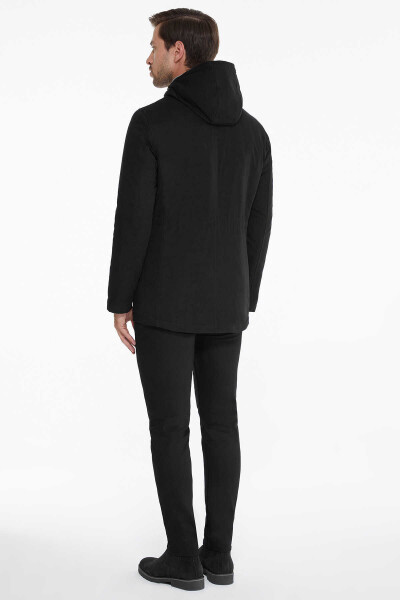 Siyah Boeno Kapüşonlu Hakim Yaka Kaban - 12
