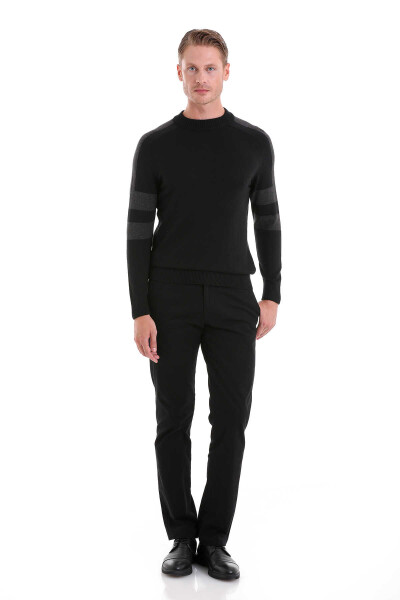 Siyah Comfort Fit Pamuklu Yarım Balıkçı Yaka Casual Triko Kazak - 2