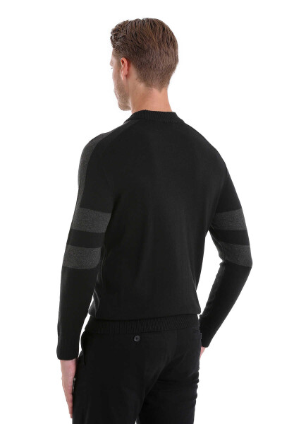 Siyah Comfort Fit Pamuklu Yarım Balıkçı Yaka Casual Triko Kazak - 6