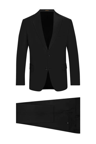 Siyah Comfort Fit Mono Yaka Klasik Takım Elbise - 1