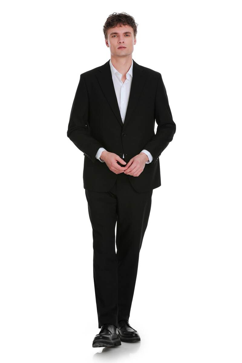 Siyah Comfort Fit Mono Yaka Klasik Takım Elbise - Hatemoğlu