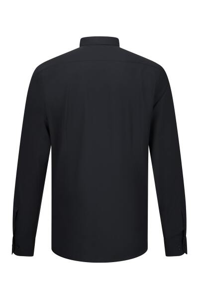 Siyah Comfort Fit Slim Yaka Uzun Kollu Gömlek - 2