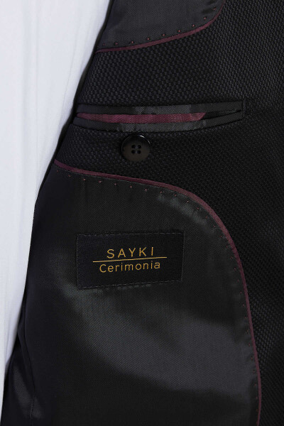 Siyah Cerimonia Slim Fit Takım Elbise - 4