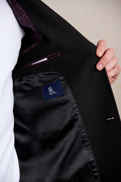 Siyah Slim Fit Desenli Mono Yaka Casual Ceket - 6