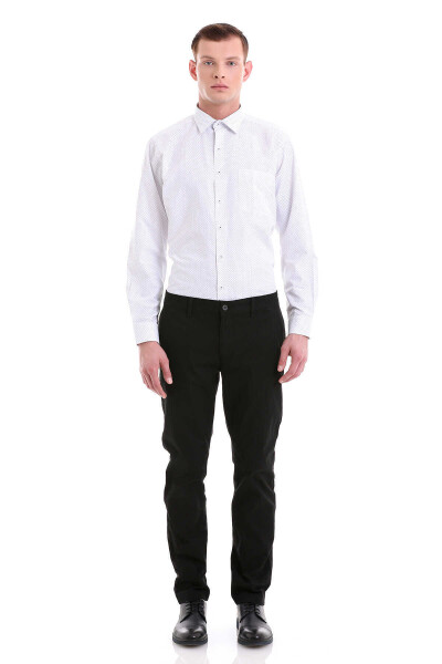 Siyah Dinamik Fit Pamuklu Yandan Cep Kanvas Pantolon - 1