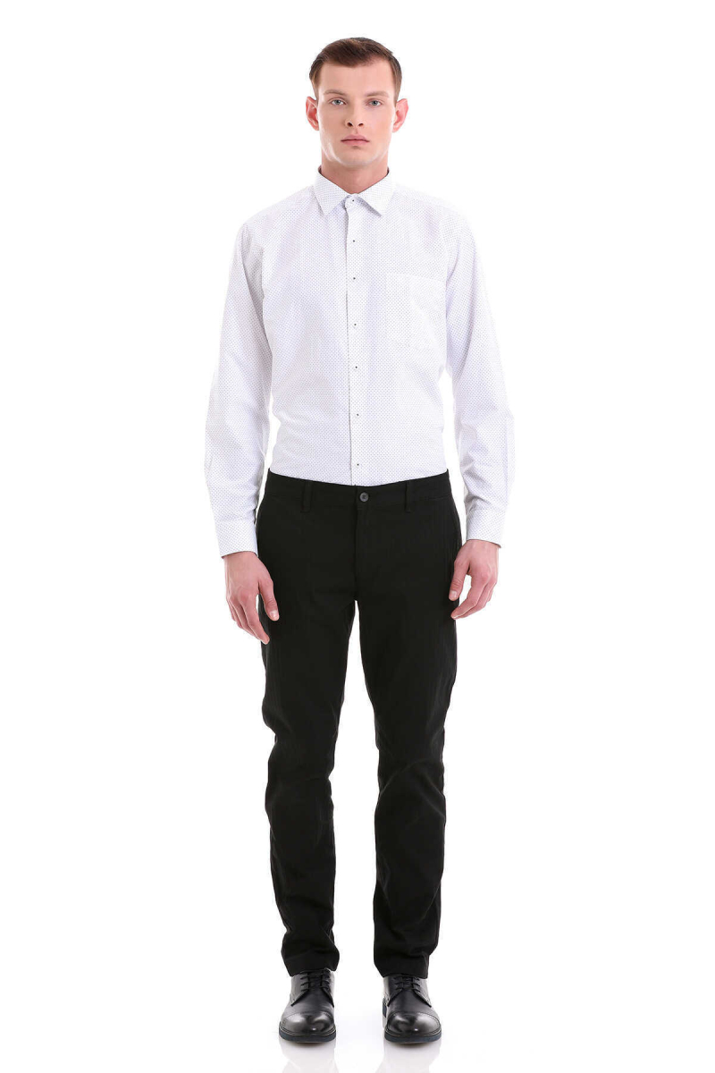 Siyah Dinamik Fit Pamuklu Yandan Cep Kanvas Pantolon - Hatem Saykı