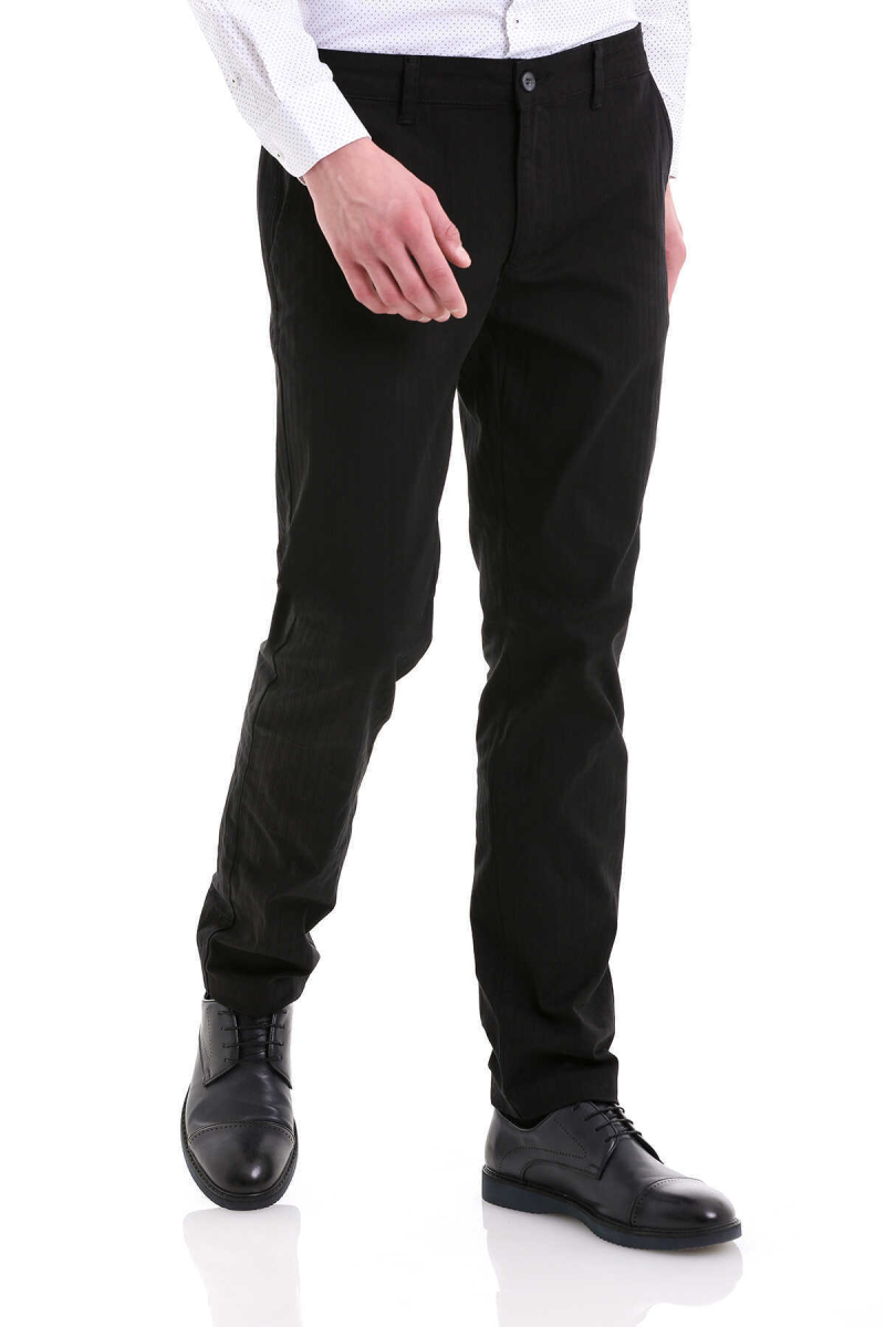 Siyah Dinamik Fit Pamuklu Yandan Cep Kanvas Pantolon - Hatem Saykı (1)