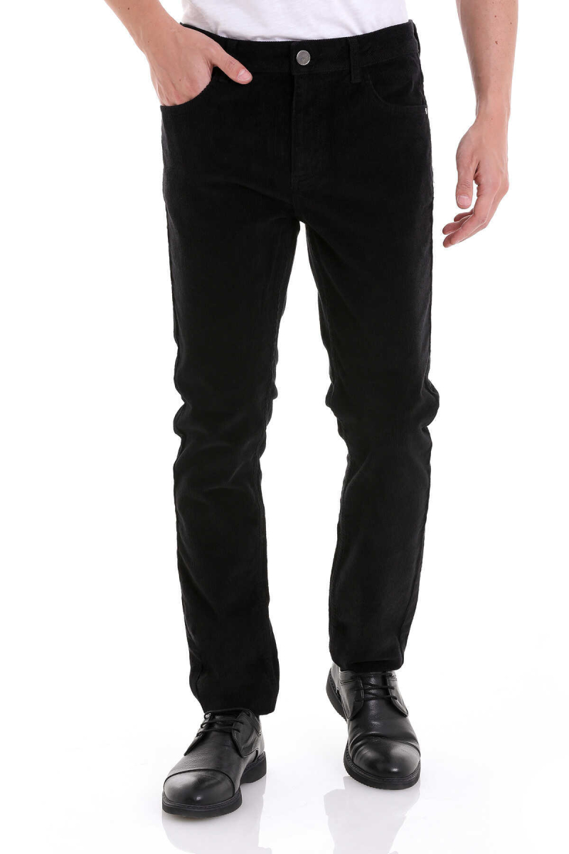 Siyah Dinamik Fit 5 Cep Casul Kadife Pantolon - Hatem Saykı (1)