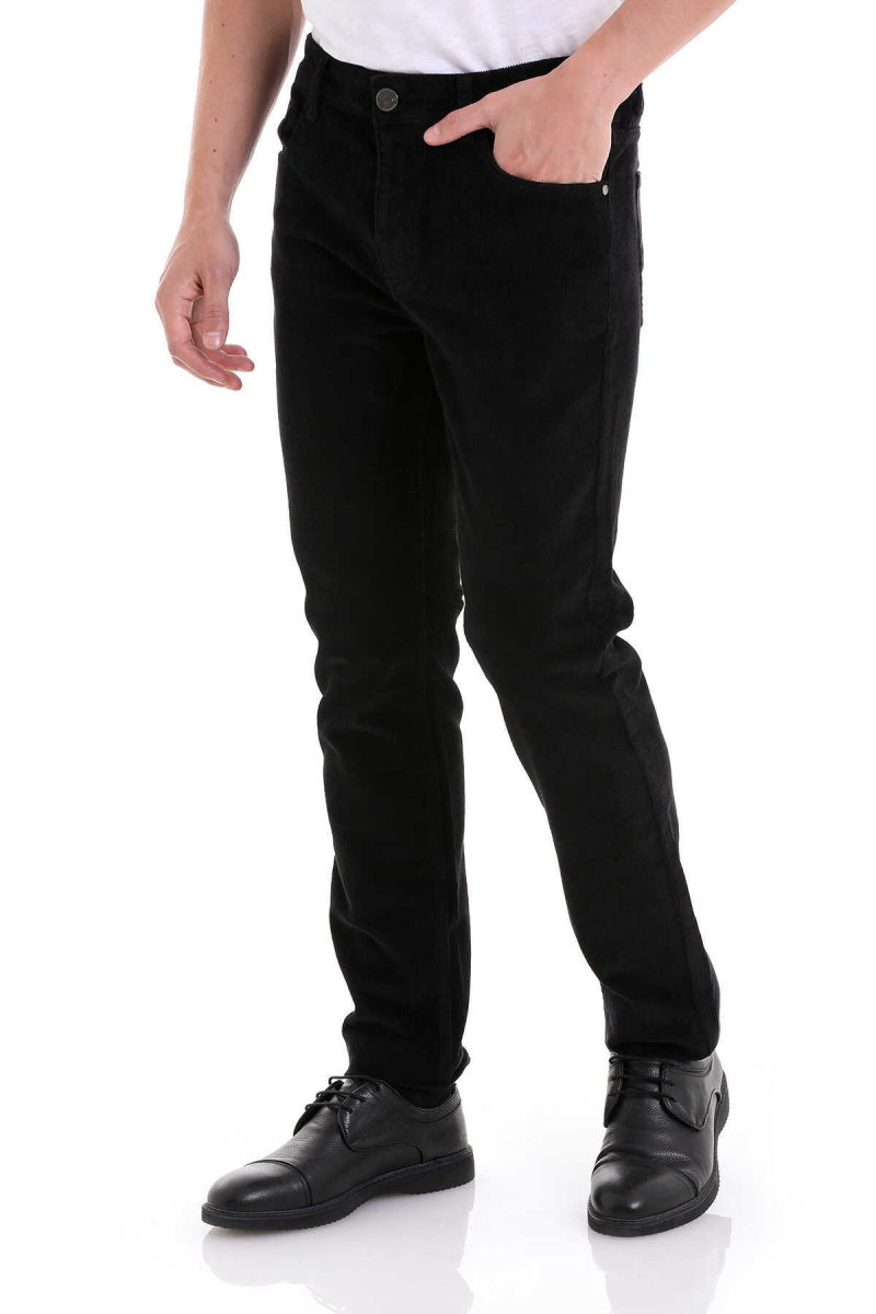 Siyah Dinamik Fit 5 Cep Casul Kadife Pantolon - Hatem Saykı (1)