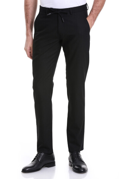 Siyah Dinamik Fit Düz Yandan Cepli Jogger Pantolon - 3