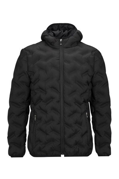 Siyah Dinamik Fit Kapüşonlu Şişme Mont - 1