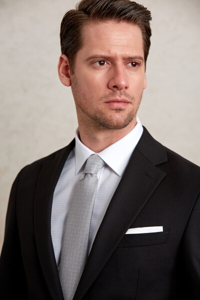 Siyah Slim Fit Mono Yaka Klasik Takım Elbise - 16