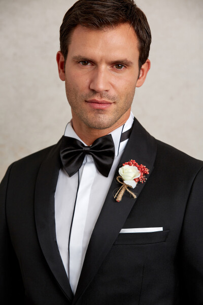 Siyah Slim Fit Şal Yaka Klasik Smokin Damatlık - 9