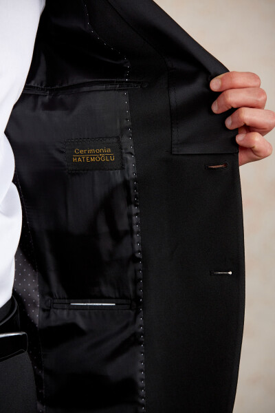 Siyah Slim Fit Şal Yaka Klasik Smokin Damatlık - 10