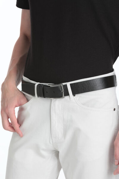 Siyah Erkek 100% Hakiki Deri Spor Kemer - 4