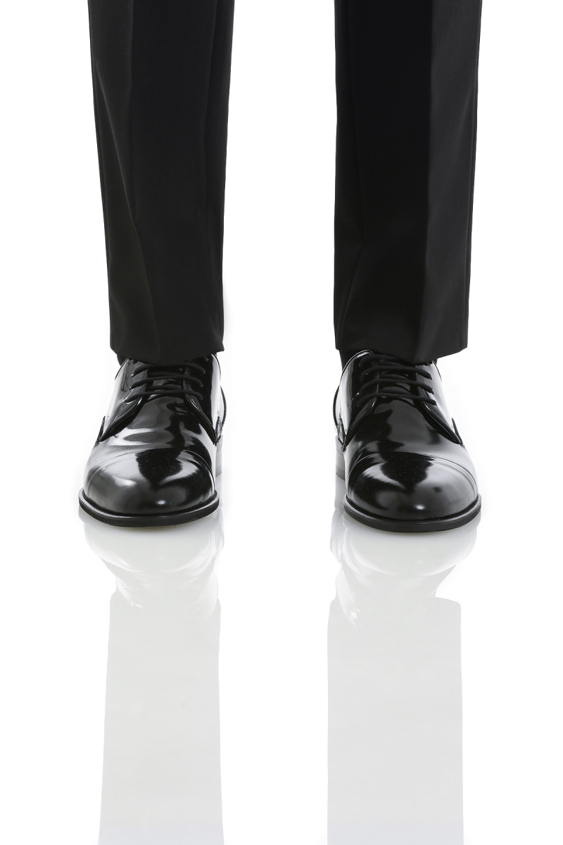 Siyah Klasik Bağcıklı Deri Ayakkabı - Hatem Saykı