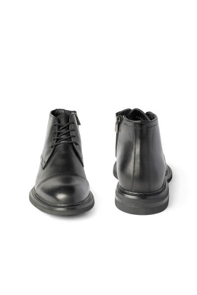 Siyah Klasik Bağcıklı Deri Bot - 2