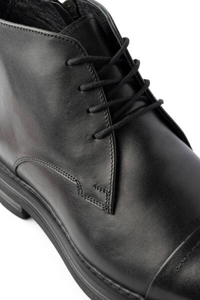 Siyah Klasik Bağcıklı Deri Bot - 5