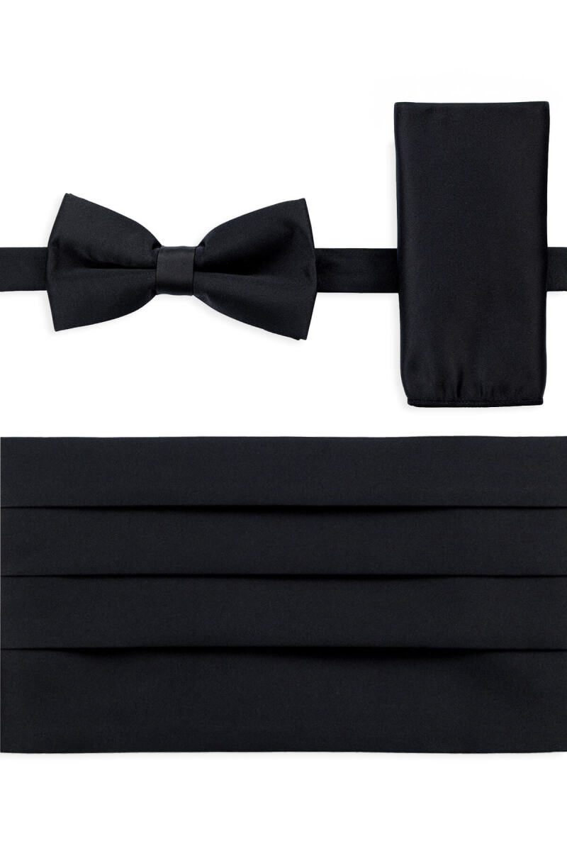 Siyah Kuşak Papyon Mendil Set - Hatemoğlu