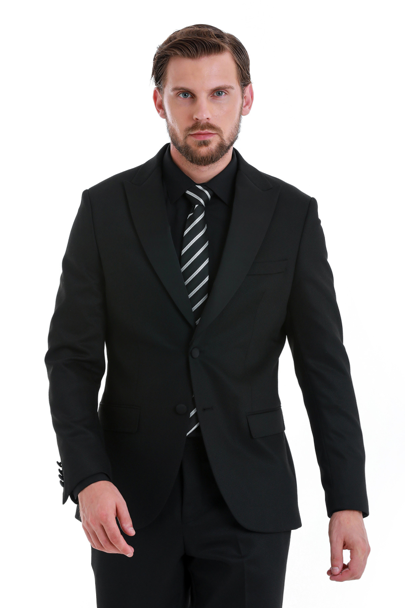 Siyah Muscle Fit Sivri Yaka Damatlık - Hatemoğlu (1)