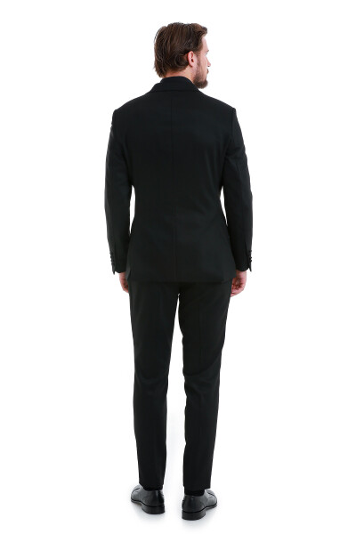 Siyah Muscle Fit Sivri Yaka Damatlık - 7