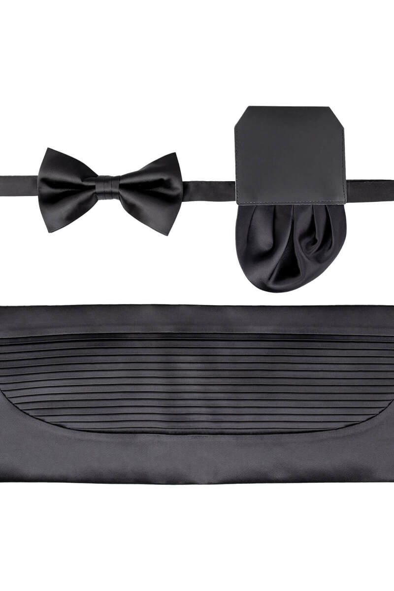 Siyah Papyon Kuşak Mendil Set - Saykı