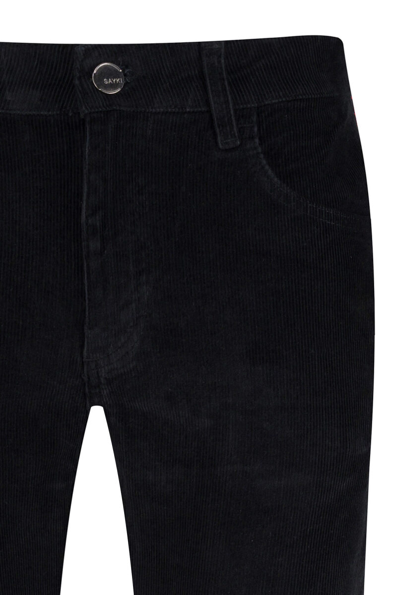 Siyah Rahat Kesim 5 Cep Pamuklu Casual Kadife Pantolon - Saykı (1)