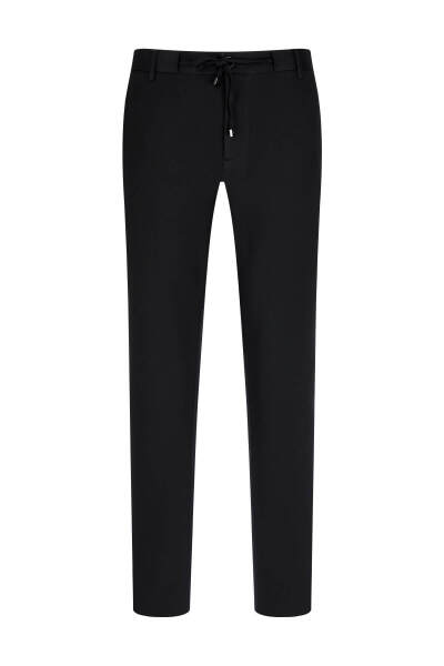 Siyah Rahat Kesim Yandan Cepli Jogger Pantolon - Hatemoğlu