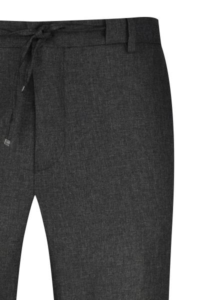 Siyah Rahat Kesim Yandan Cepli Kumaş Pantolon - 2