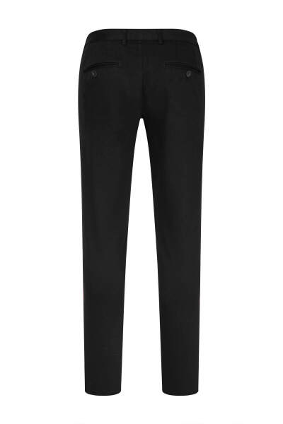 Siyah Rahat Kesim Yandan Cepli Pamuklu Kanvas Pantolon - 3