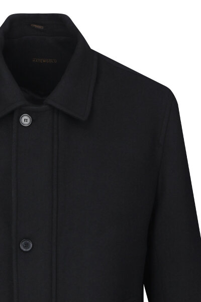 Siyah Regular Fit Bebe Yaka Yünlü Kaban - 2