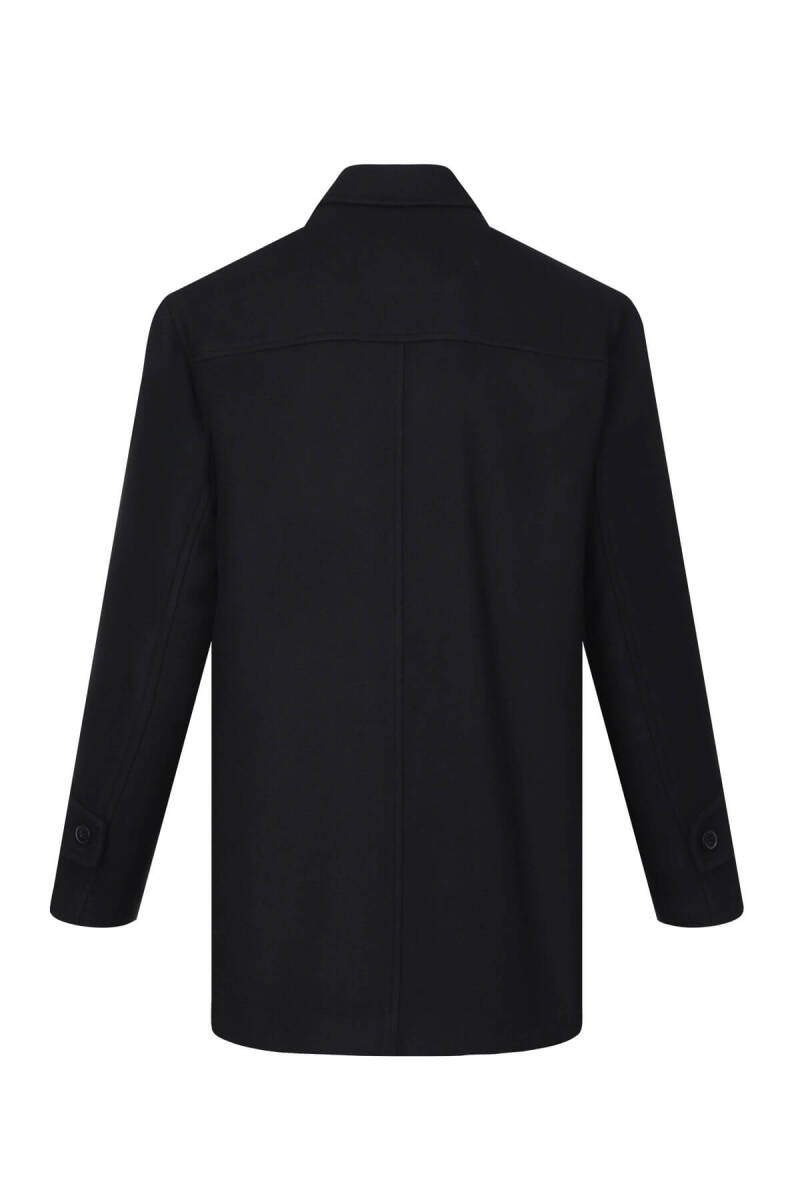 Siyah Regular Fit Bebe Yaka Yünlü Kaban - Hatemoğlu (1)