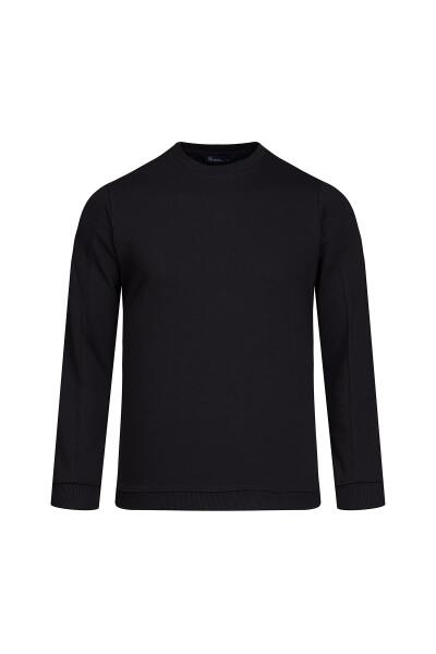 Siyah Regular Fit Bisiklet Yaka 100% Pamuk Sweatshirt 