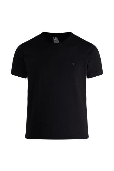 Siyah Regular Fit Bisiklet Yaka Pamuklu Tişört 