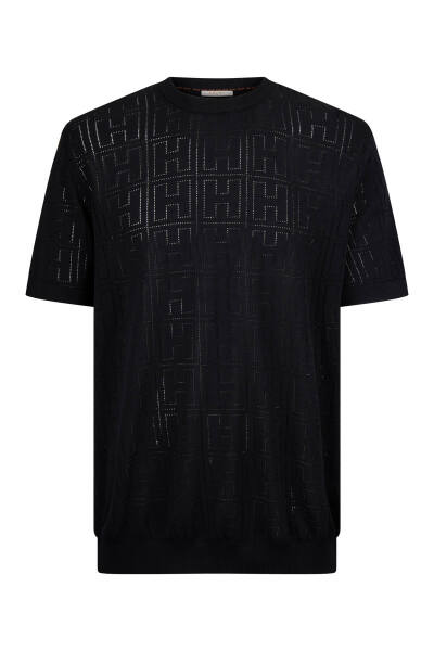 Siyah Regular Fit Bisiklet Yaka Rayon Tişört 