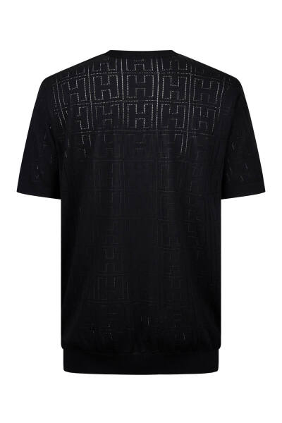 Siyah Regular Fit Bisiklet Yaka Rayon Tişört - 2