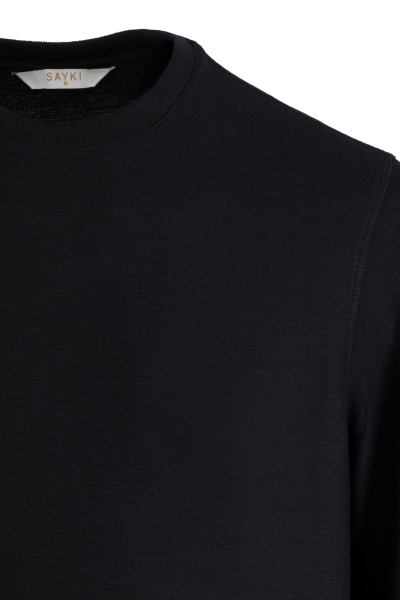 Siyah Regular Fit Bisiklet Yaka Sweatshirt - 2