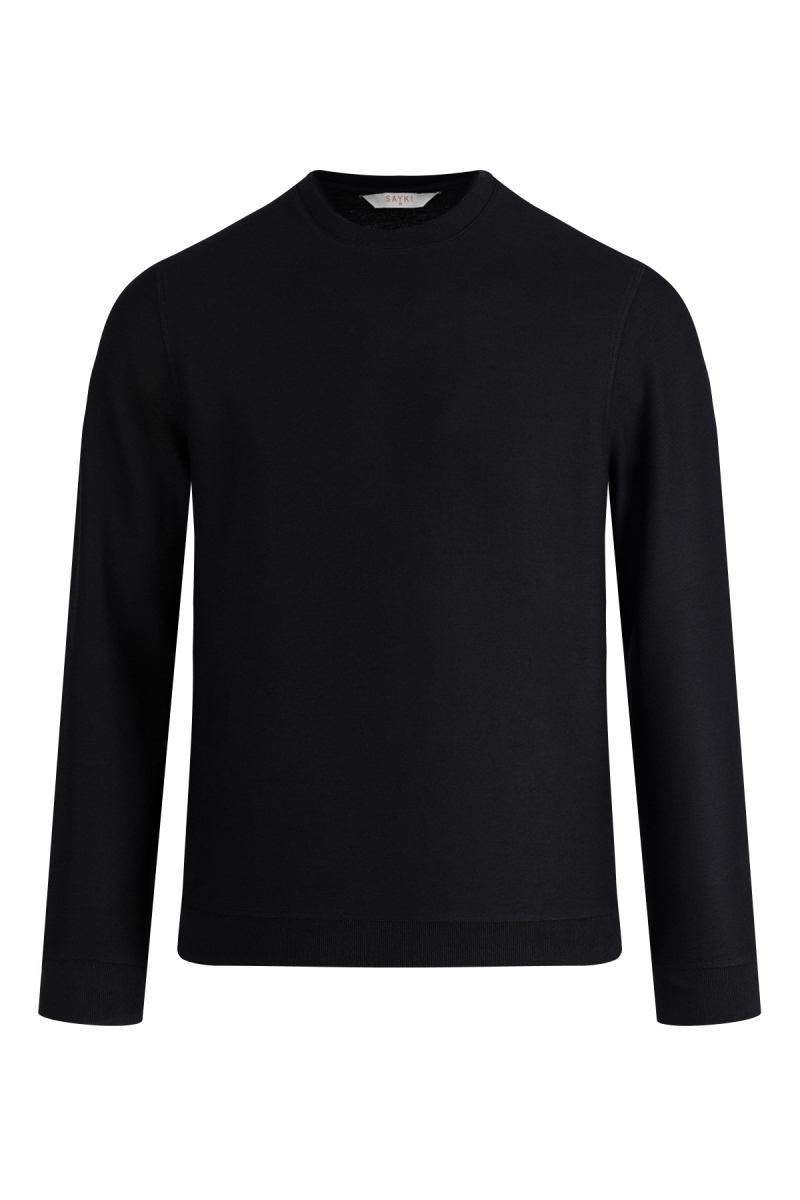 Siyah Regular Fit Bisiklet Yaka Sweatshirt - Saykı