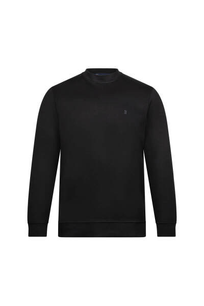 Siyah Regular Fit Bisiklet Yaka Sweatshirt 