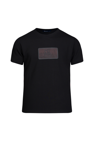 Siyah Regular Fit Bisiklet Yaka Tişört 