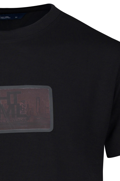 Siyah Regular Fit Bisiklet Yaka Tişört - 2