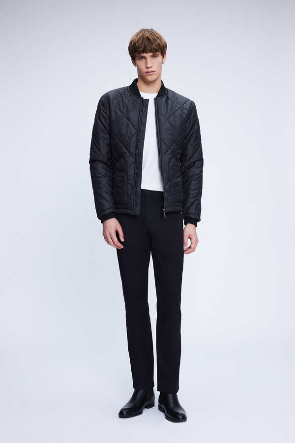Siyah Regular Fit Bomber Yaka Kapitone Mont - Hatemoğlu (1)